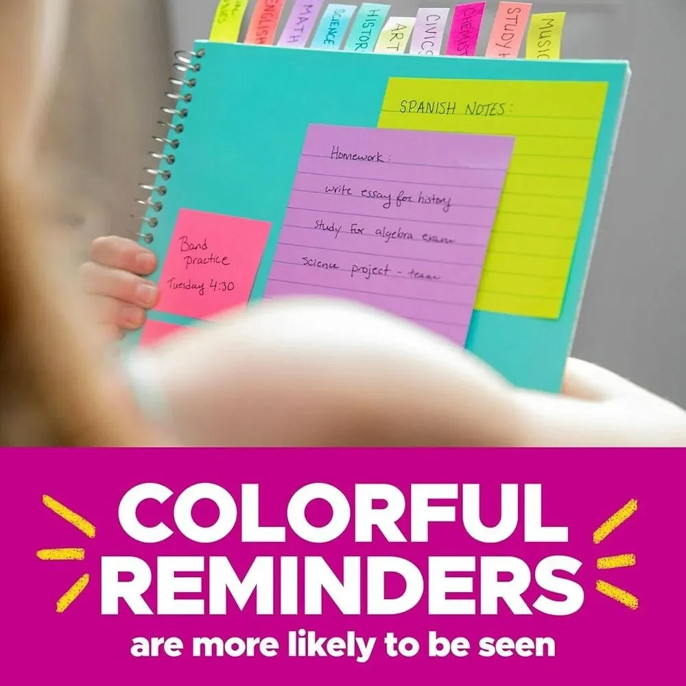 Super Sticky Notes, 3x3 in, 24 Pads, 2x the Sticking Power, Supernova Neons, Bri
